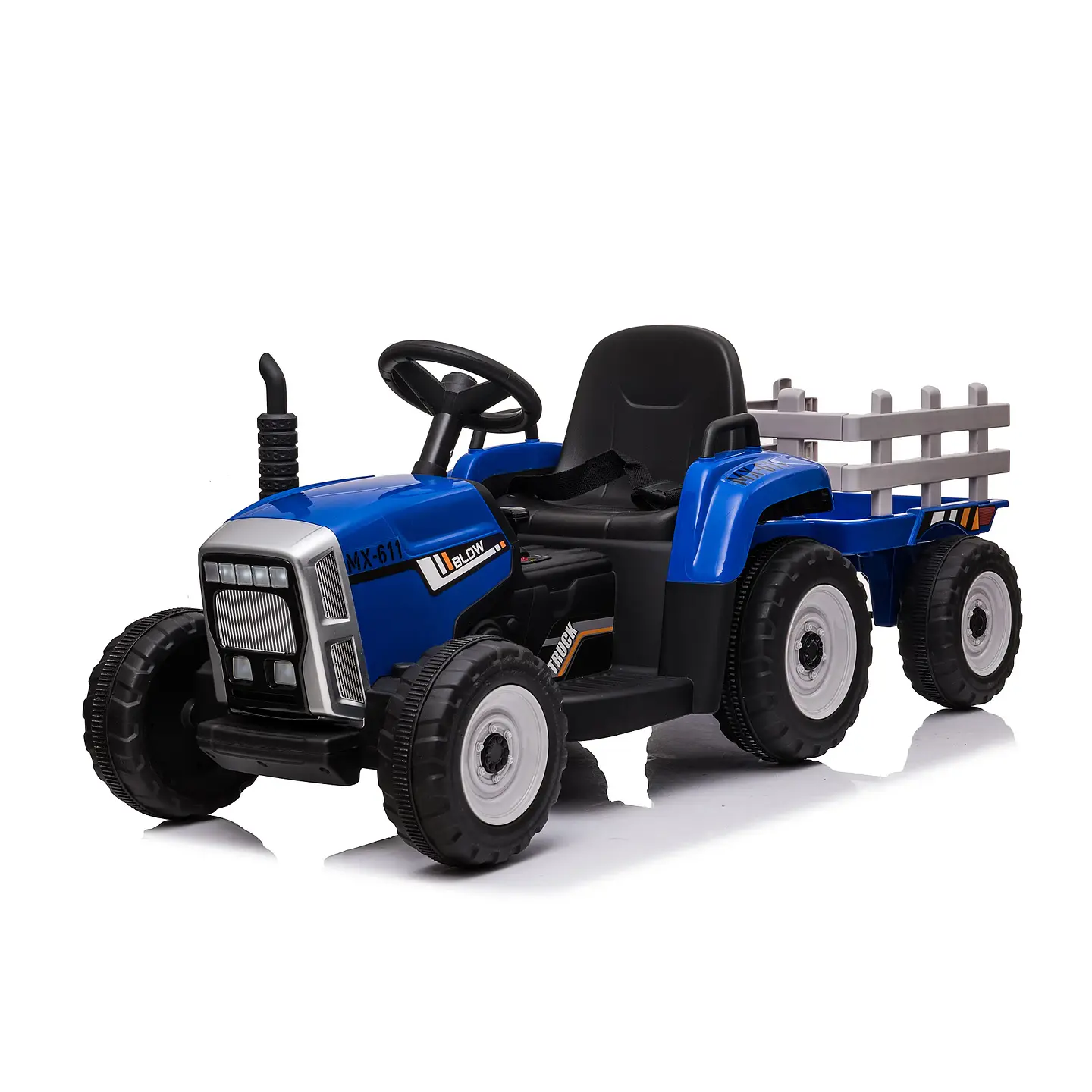 TRACTOR CON CARRO 12V AZUL 1