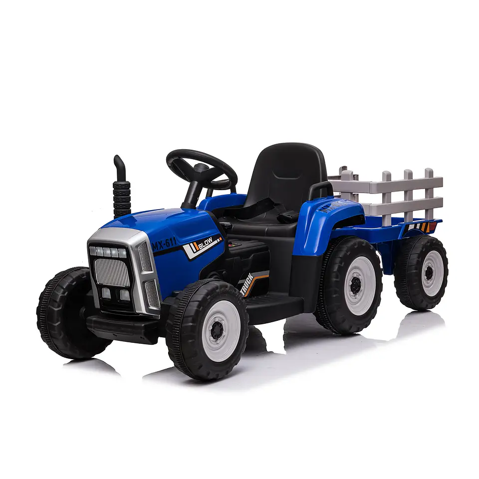 TRACTOR CON CARRO 12V AZUL 1