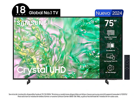 SMART TV SAMSUNG 4K UHD 75” CRYSTAL DU8000 2024