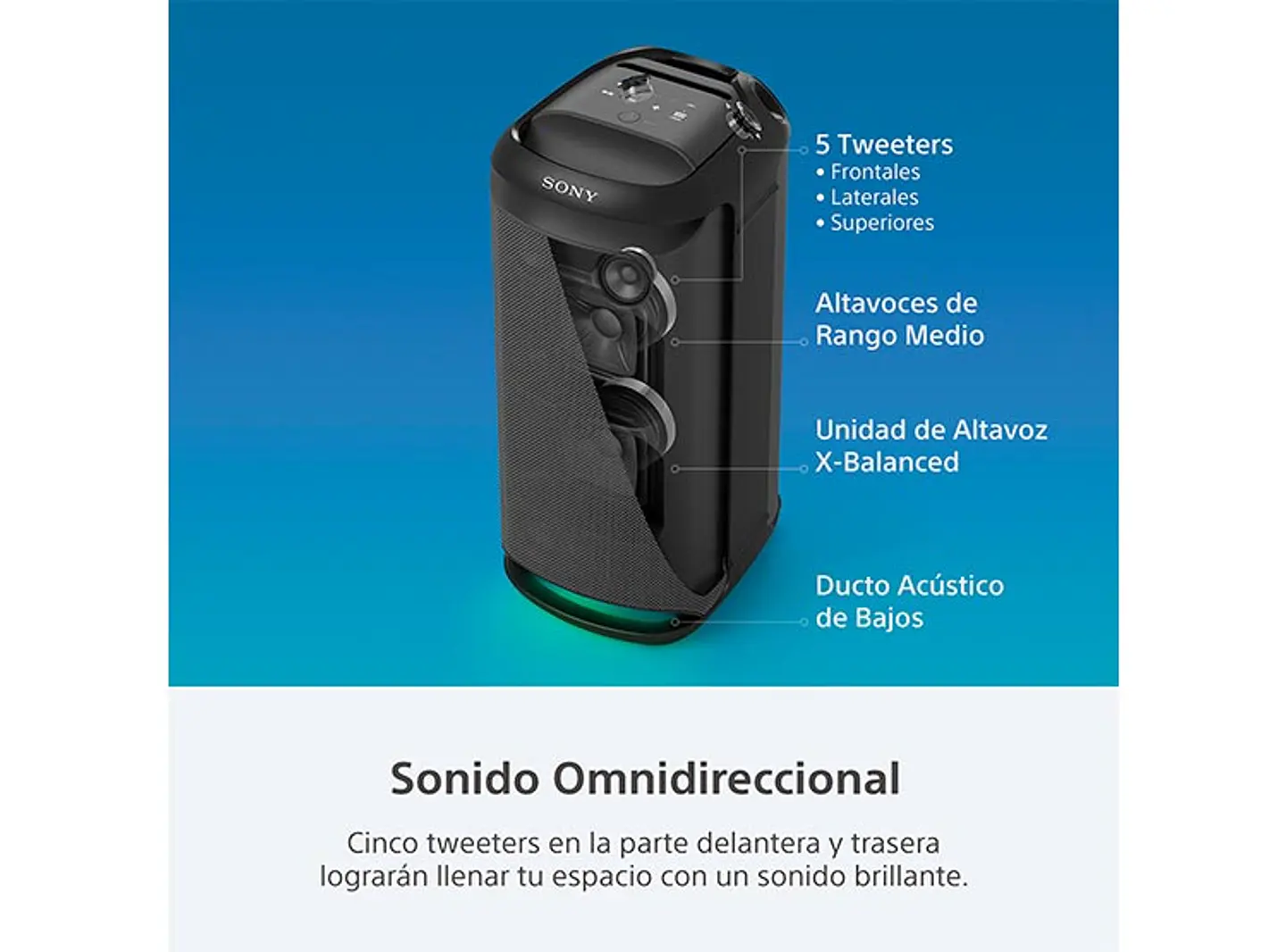 PARLANTE BLUETOOTH SONY SRS-XV800 ALTA POTENCIA 9