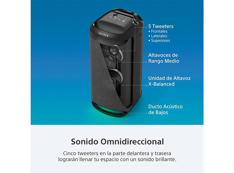 PARLANTE BLUETOOTH SONY SRS-XV800 ALTA POTENCIA 9
