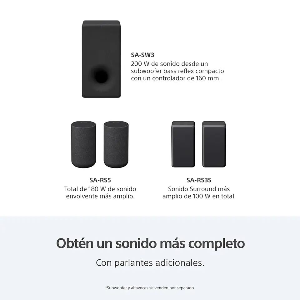 BARRA DE SONIDO DE 3.1 CANALES CON TECNOLOGÍA 360 SPATIAL SOUND HT-A3000 3