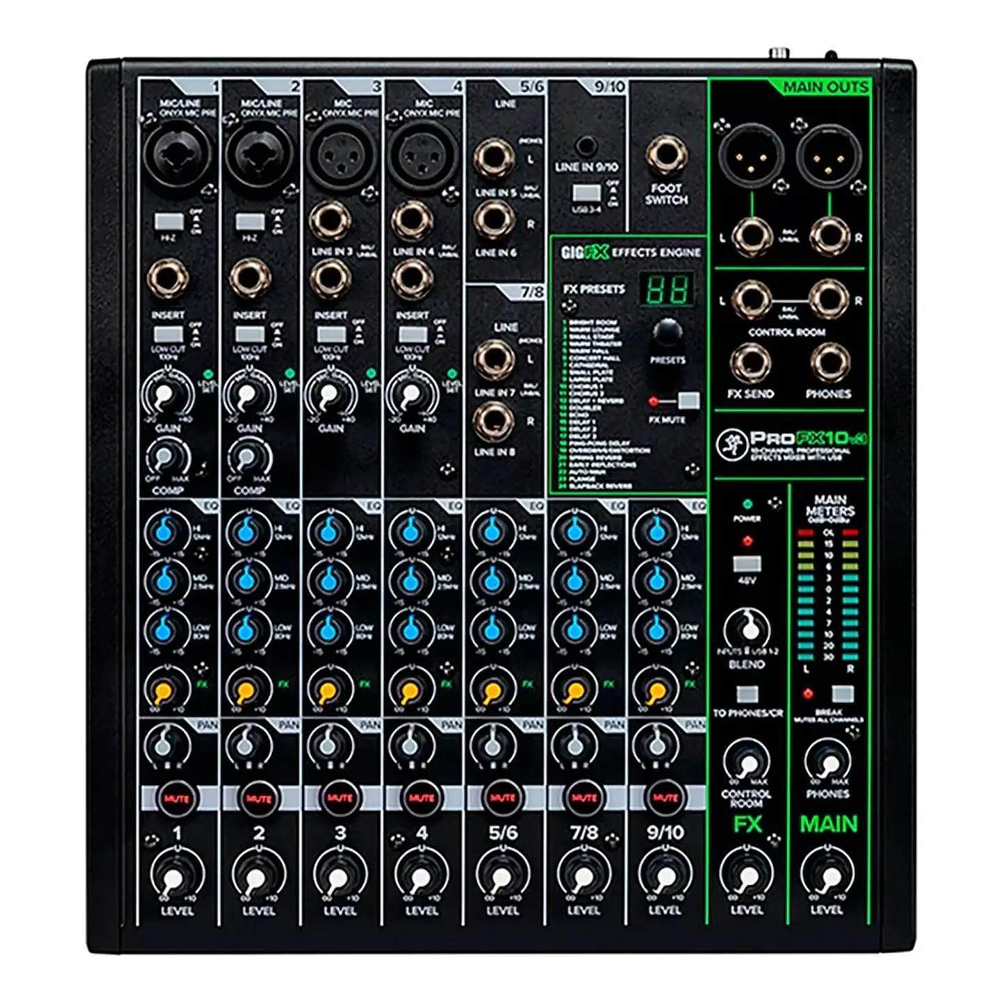 MIXER MACKIE PROFX10V3, 10 CANALES, INTERFAZ USB, FX 1