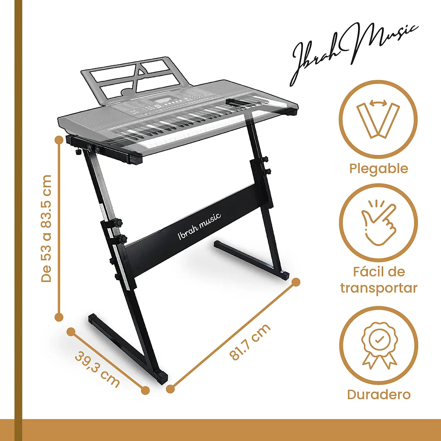 TECLADO IBRAH MUSIC MUSICAL 61 TECLAS IBRAH PIANO + FUNDA + ATRIL 4