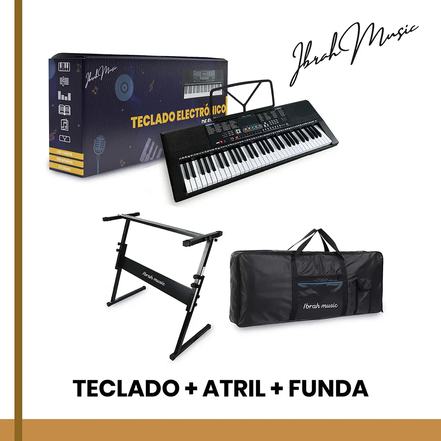 TECLADO IBRAH MUSIC MUSICAL 61 TECLAS IBRAH PIANO + FUNDA + ATRIL 5