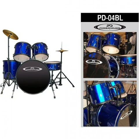 SET DE BATERÍA POWERDRUMS PD-04 12 13 16 PULGADAS AZUL