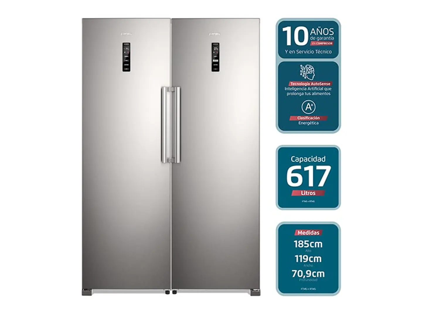 REFRIGERADOR FENSA BOTTOM FREEZER NO FROST TWIN RTI4S + CONGELADOR TWIN FTI4S 7