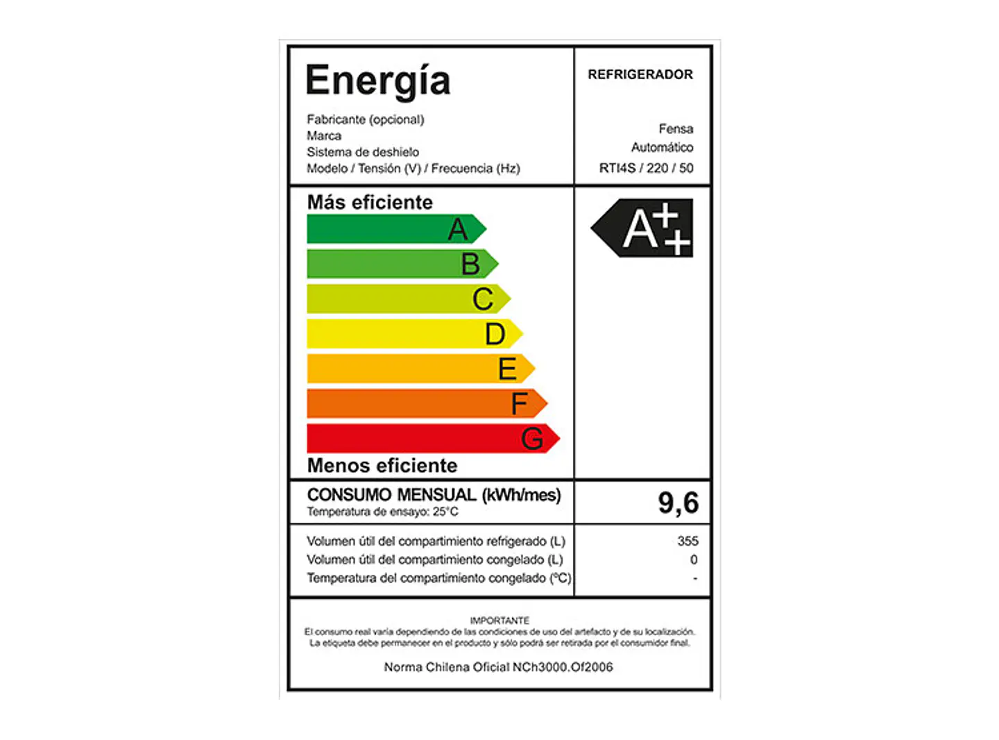 REFRIGERADOR FENSA BOTTOM FREEZER NO FROST 355 L TWIN RTI4S 13