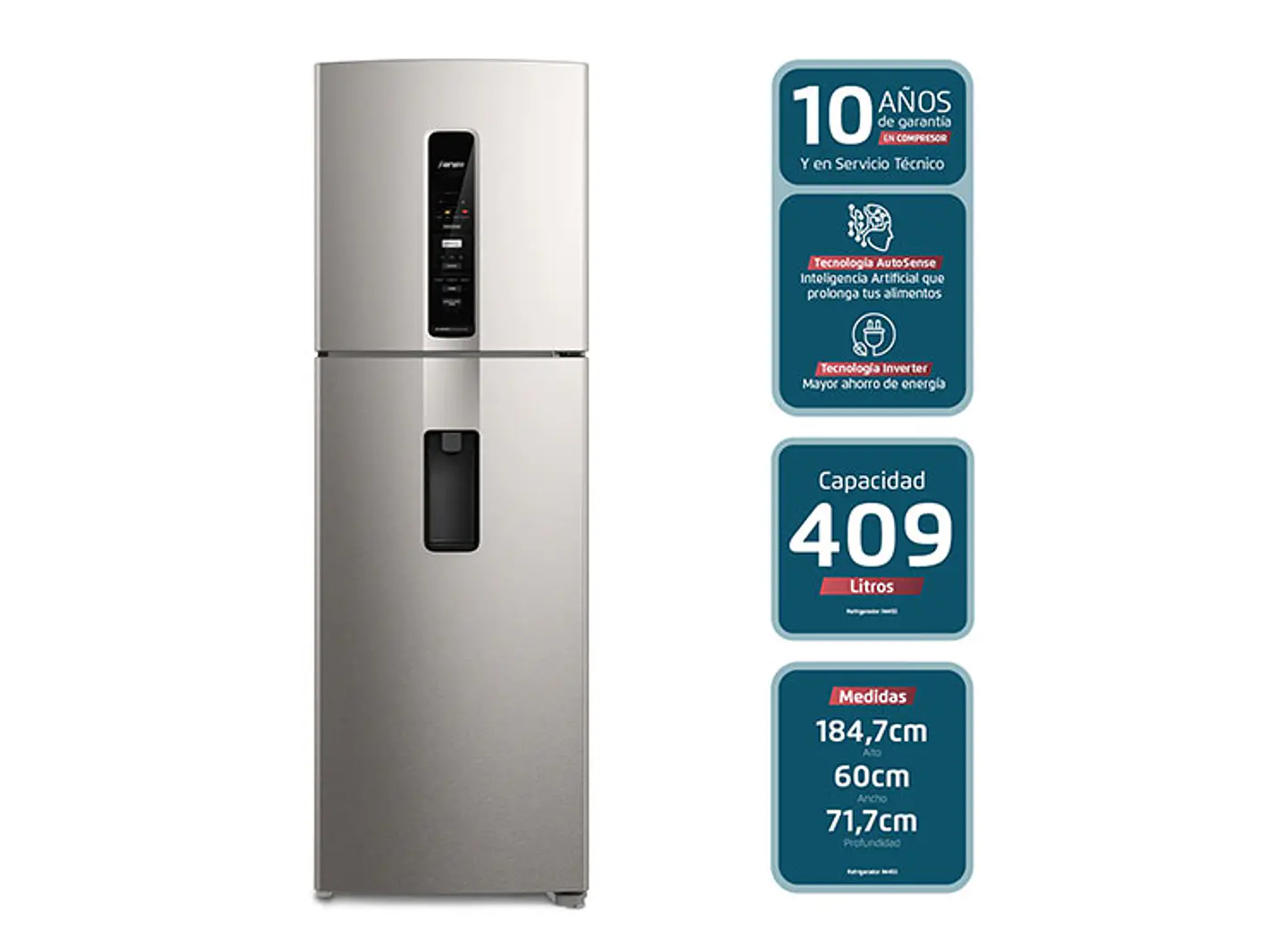 REFRIGERADOR FENSA TOP FREEZER NO FROST 409 L IW45S SILVER 2