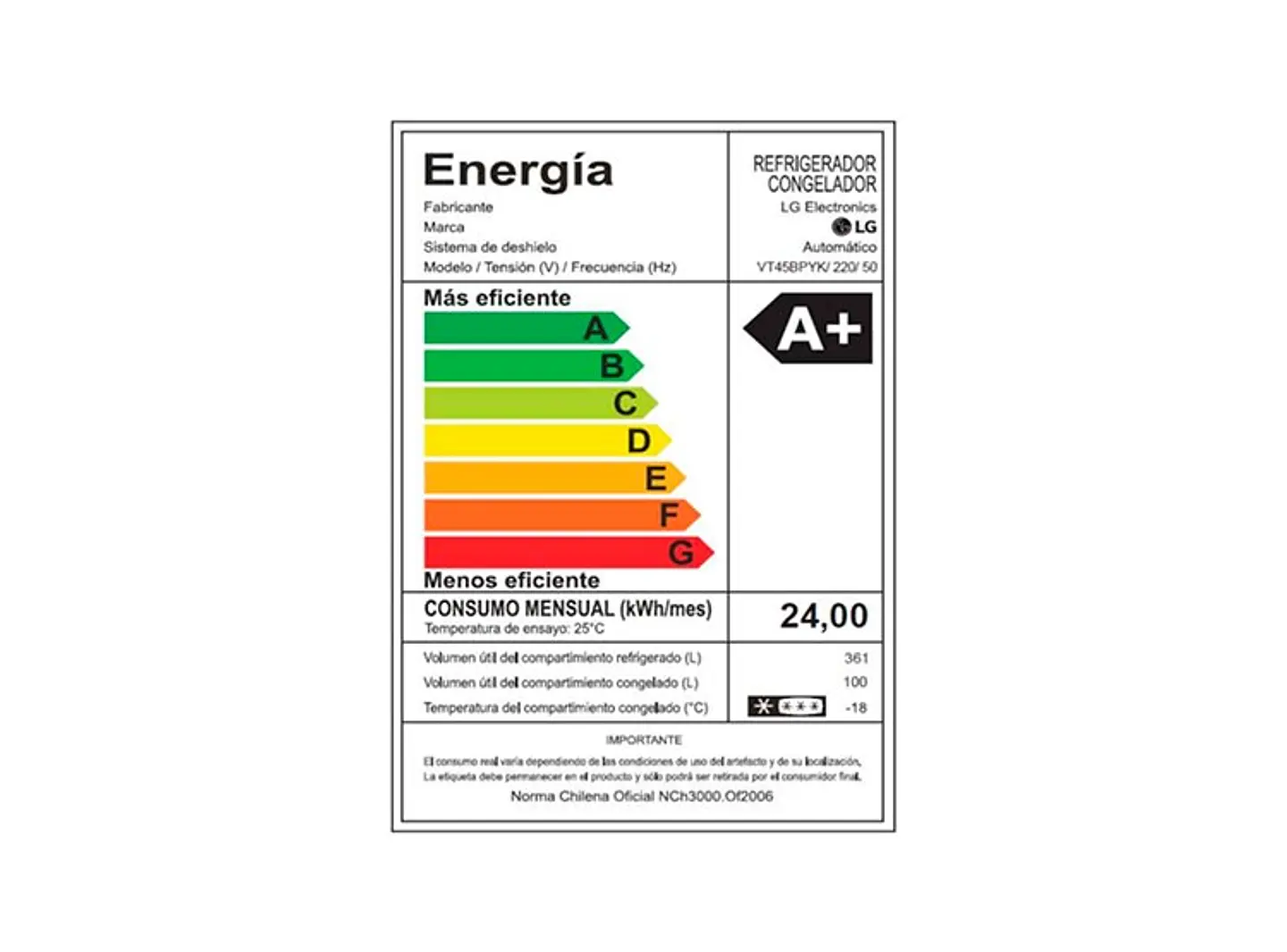 REFRIGERADOR TOP FREEZER LG VT45BPYK NO FROST 461 LT 11