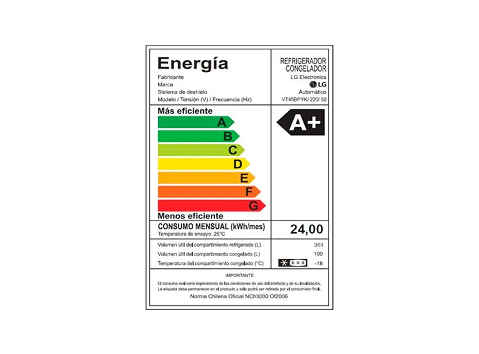 REFRIGERADOR TOP FREEZER LG VT45BPYK NO FROST 461 LT 11