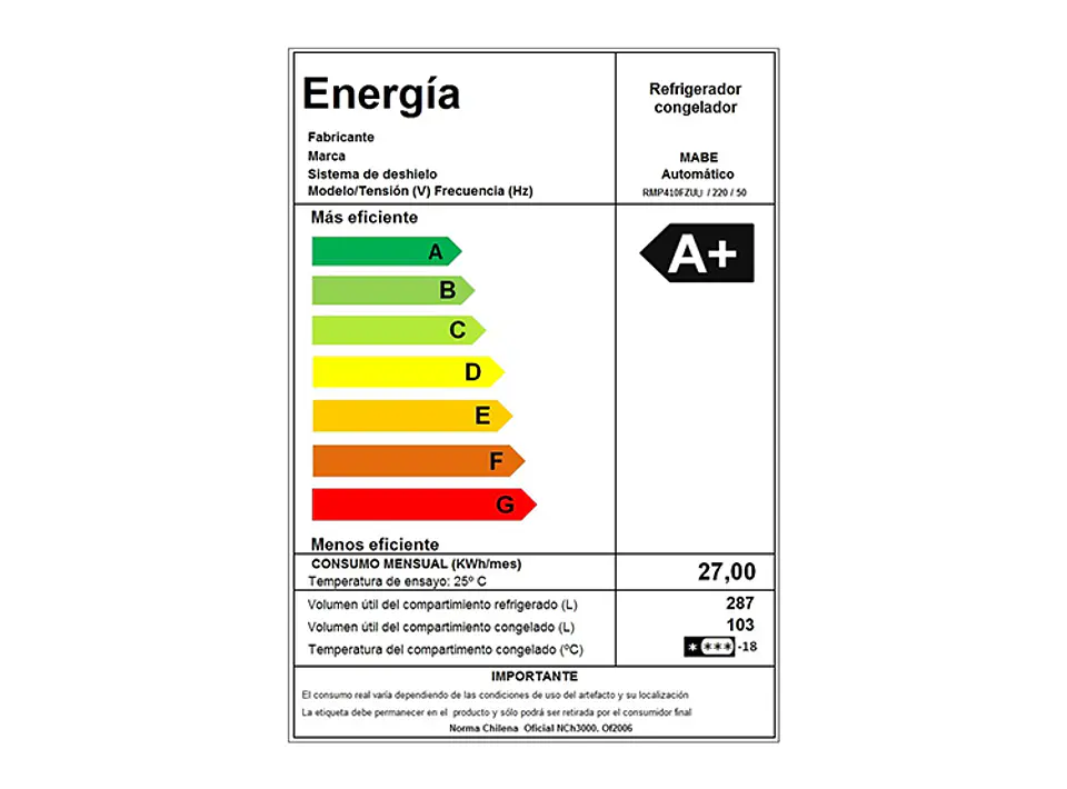 REFRIGERADOR MABE TOP FREEZER NO FROST 390 L RMP410FZUU NF BLACK S 10