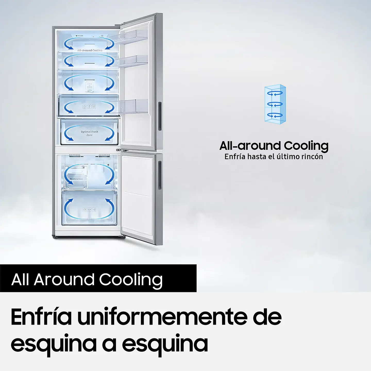 REFRIGERADOR BOTTOM MOUNT FREEZER 321L SPACE MAX 6