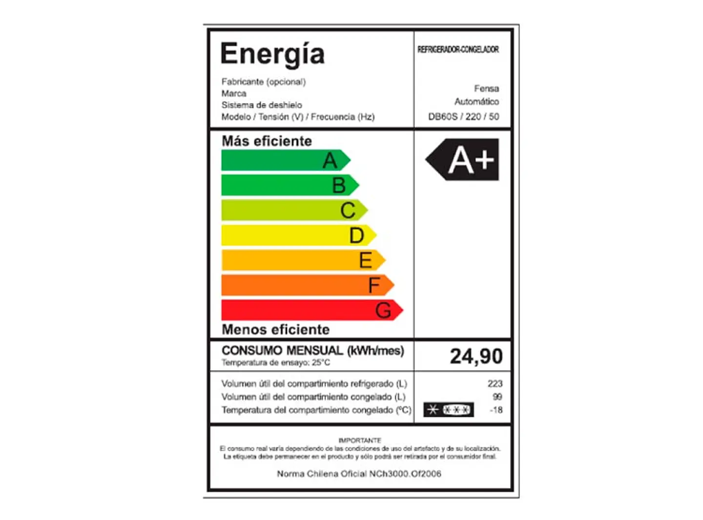 REFRIGERADOR FENSA BOTTOM FREEZER 322 L DB60S 5