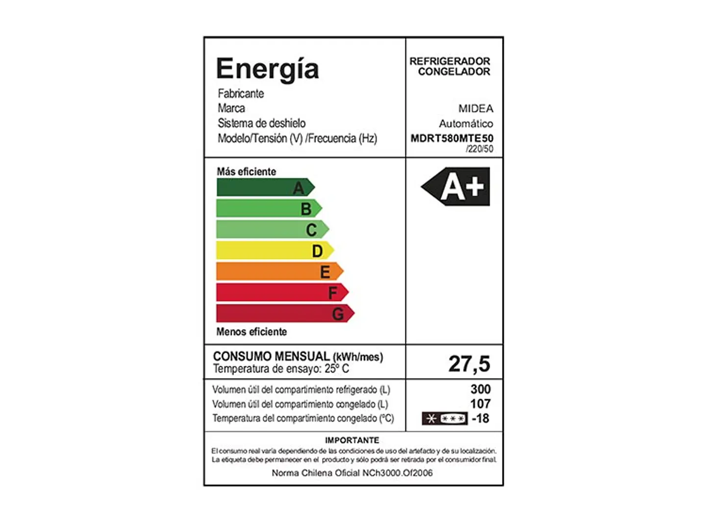 REFRIGERADOR MIDEA TOP FREEZER NO FROST 407 L TMF MDRT580MTE50 9