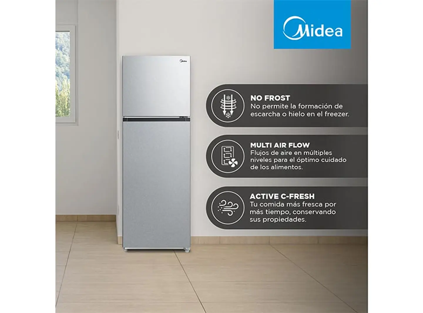 REFRIGERADOR MIDEA TOP FREEZER NO FROST 338 L TMF MDRT489MTE50 7