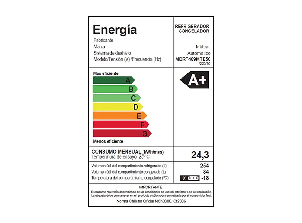 REFRIGERADOR MIDEA TOP FREEZER NO FROST 338 L TMF MDRT489MTE50 8