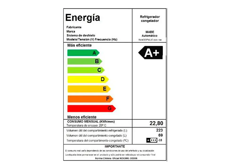 REFRIGERADOR MABE TOP MOUNT FREEZER NO FROST 300 L RMA300FWUC 8