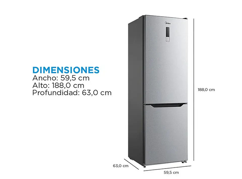REFRIGERADOR MIDEA BOTTOM FREEZER NO FROST 302 L BTM MDRB424FGE50 2
