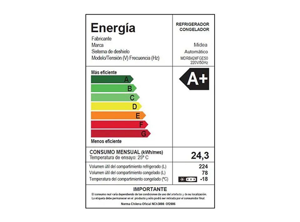 REFRIGERADOR MIDEA BOTTOM FREEZER NO FROST 302 L BTM MDRB424FGE50 4