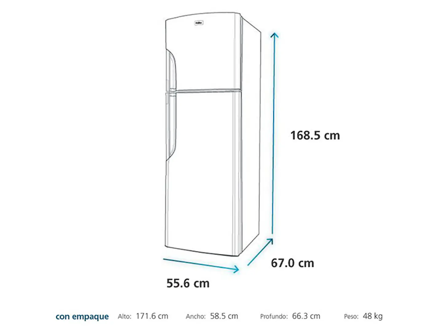 REFRIGERADOR MABE TOP FREEZER 250 L NF INOX 10