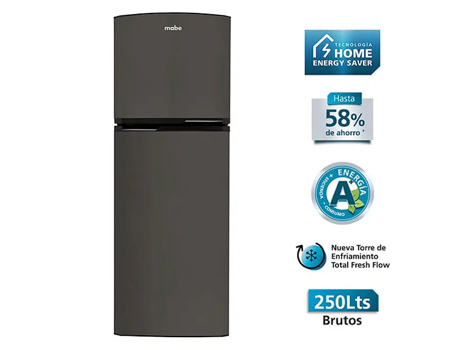REFRIGERADOR MABE TOP FREEZER 250 L NF GRAFITO 1