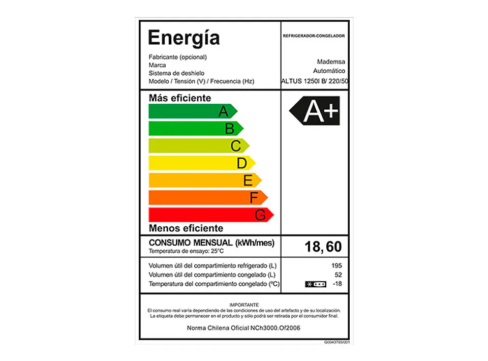 REFRIGERADOR TOP FREEZER MADEMSA ALTUS 1250I NO FROST 247L 8