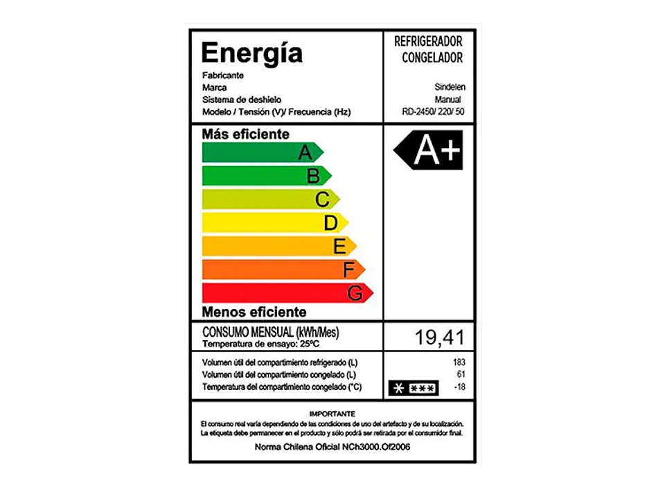 REFRIGERADOR SINDELEN BOTTOM FREEZER FRÍO DIRECTO RD-2450 SILVER 5
