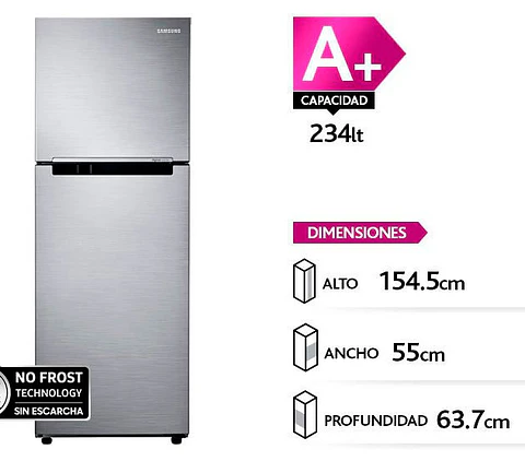 REFRIGERADOR SAMSUNG TOP FREEZER 234 L ALL AROUND COOLING RT22FARADS8/ZS