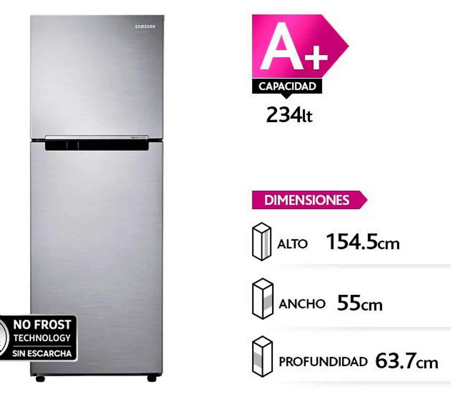 REFRIGERADOR SAMSUNG TOP FREEZER 234 L ALL AROUND COOLING RT22FARADS8/ZS 1