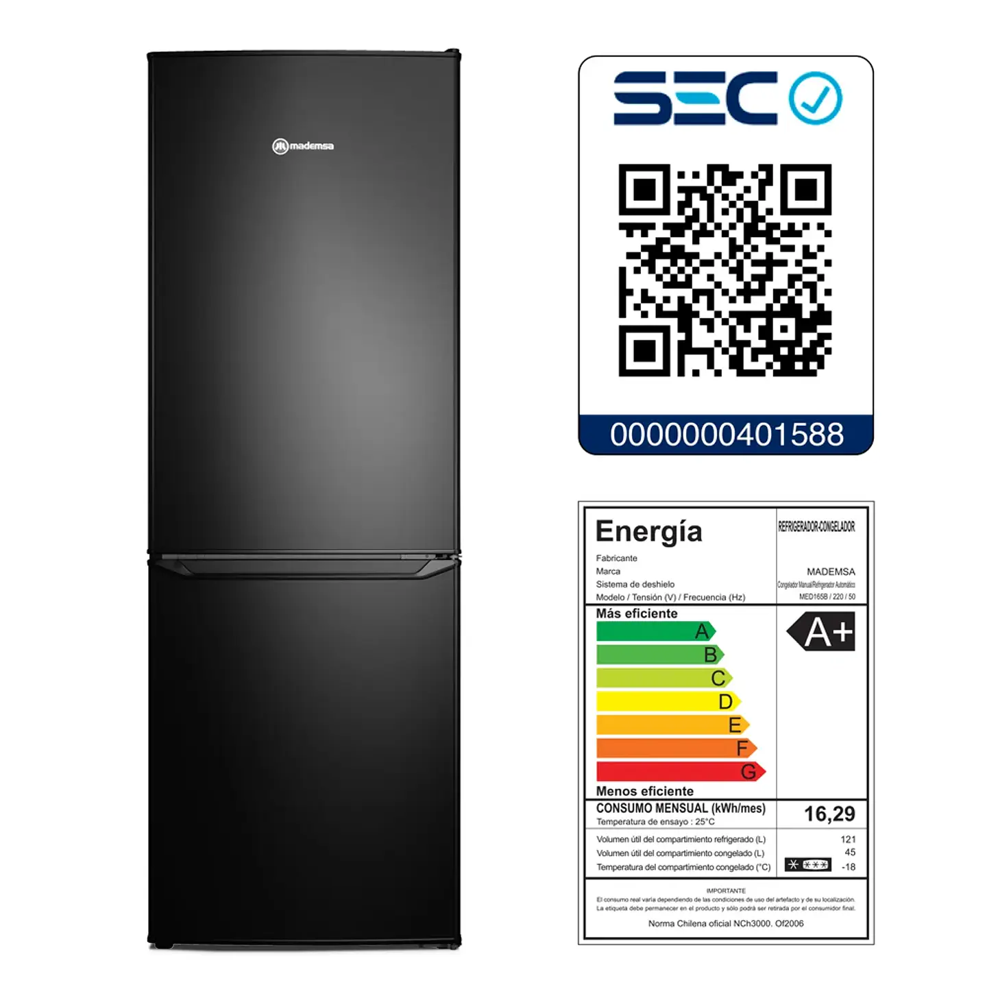 REFRIGERADOR 166L FRÍO DIRECTO BOTTOM FREEZER MED165B 7