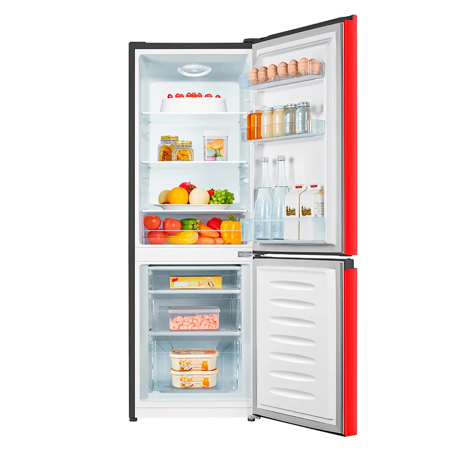 REFRIGERADOR HISENSE BOTTOM FREEZER FROST FRÍO DIRECTO 165 L RB215NR ROJO 3