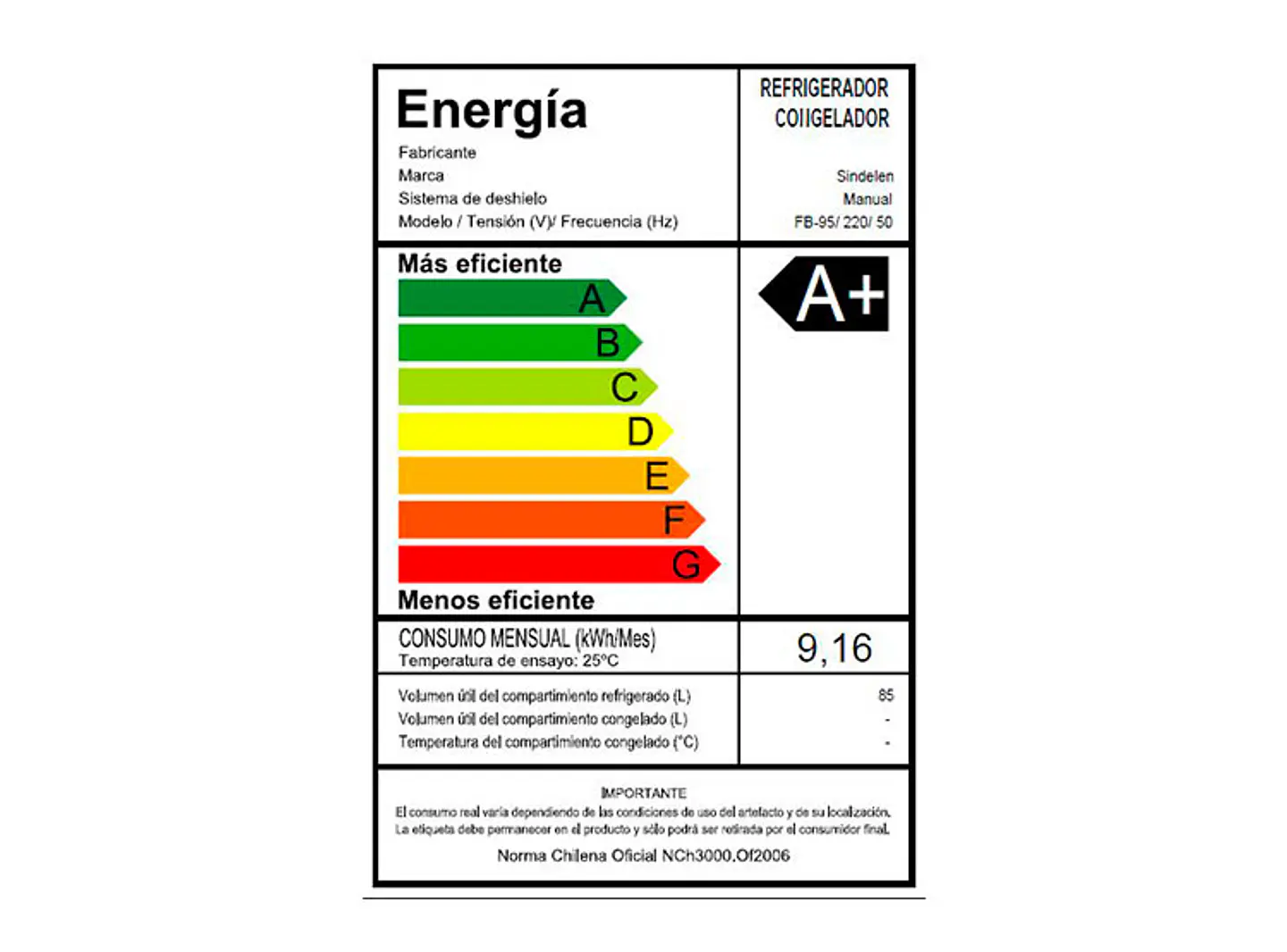 FRIGOBAR SINDELEN 85 L FB-95 BL 3