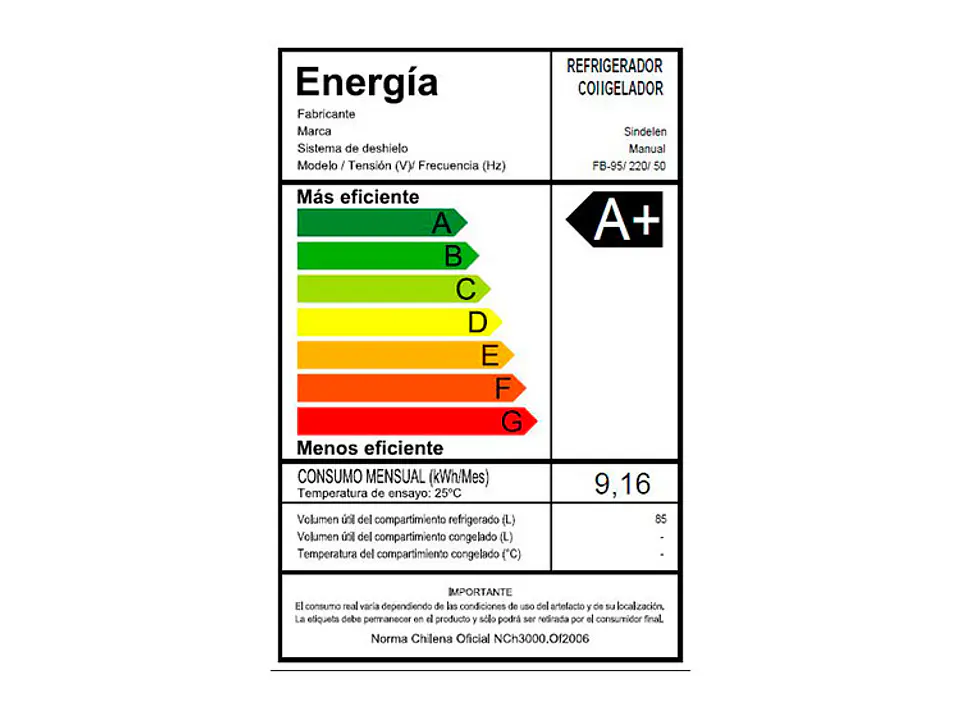FRIGOBAR SINDELEN 85 L FB-95 BL 3