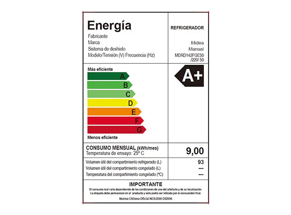 FRIGOBAR MIDEA 93 L FRÍO DIRECTO MDRD142FGE50 8