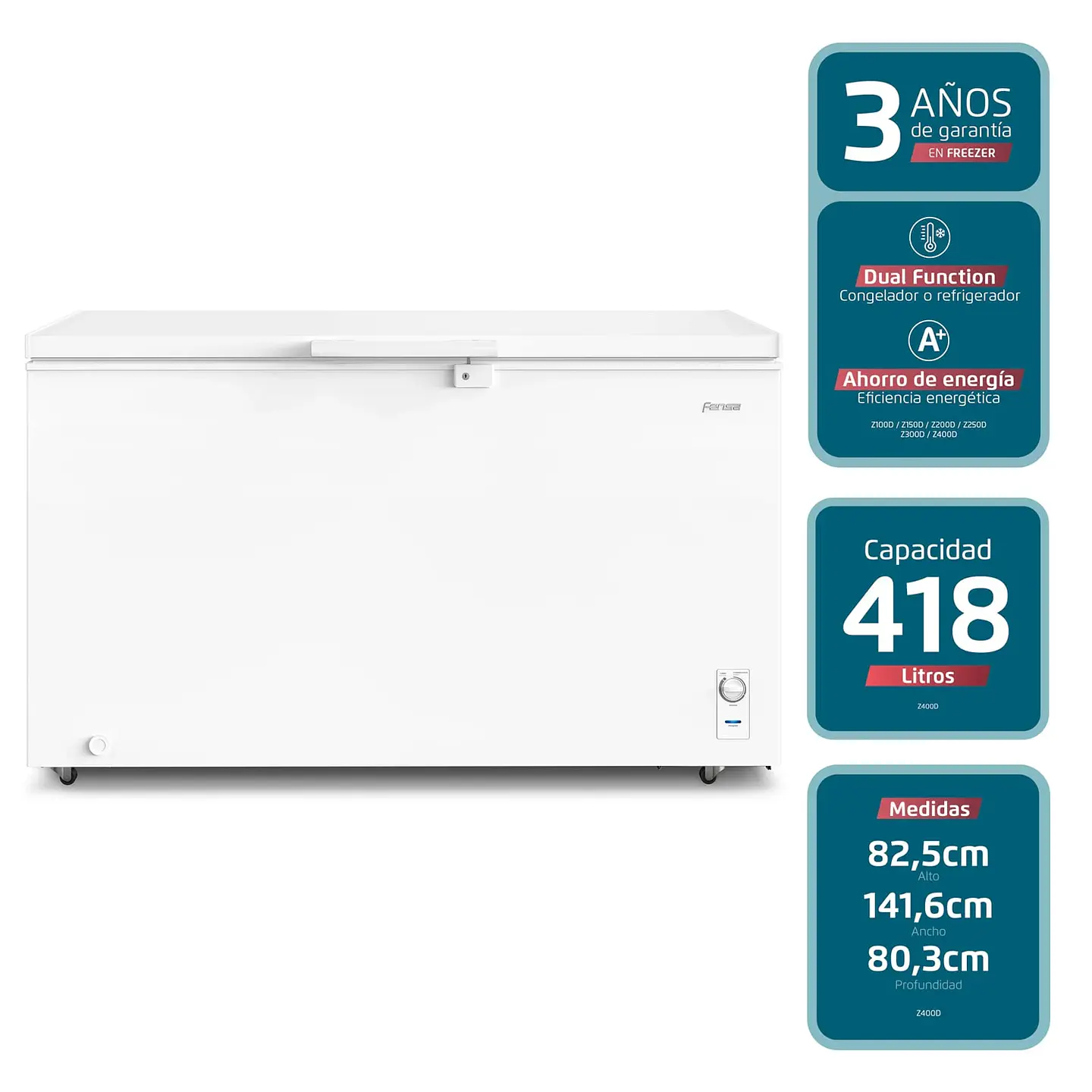CONGELADOR FREEZER FENSA HORIZONTAL 418L FRÍO DIRECTO Z400D 3
