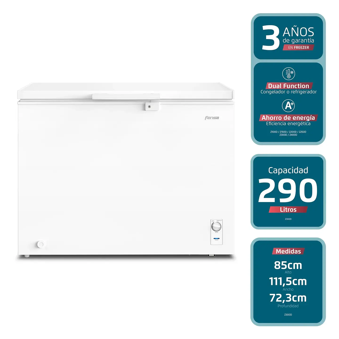 CONGELADOR FREEZER FENSA HORIZONTAL 290L FRÍO DIRECTO Z300D 3