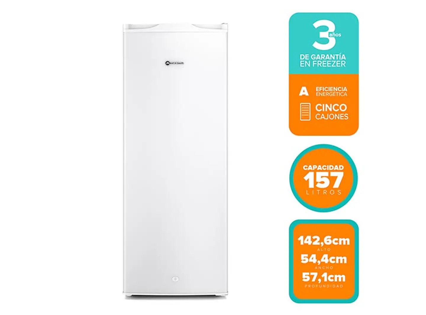 CONGELADOR VERTICAL MADEMSA 157 L FRÍO DIRECTO MFV 645 B 1