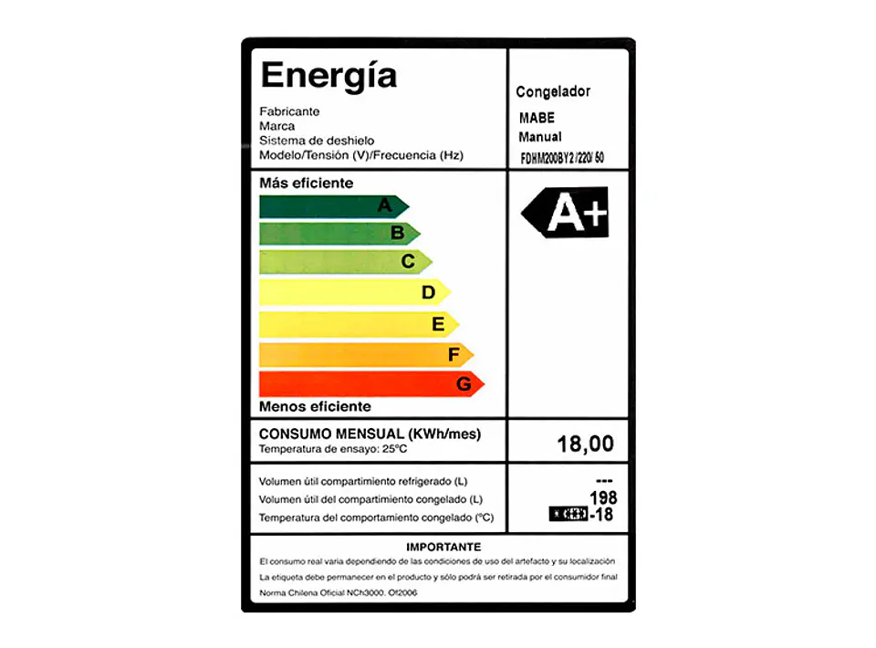 FREEZER MABE 198 L DUAL FDHM200BY2 BLANCO 5