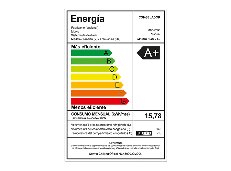 FREEZER HORIZONTAL MADEMSA 142 L FRÍO DIRECTO DUAL M150D 7