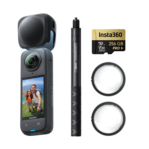 KIT INSTA360 X4+SD 256 GB+SELFIE STICK 1,14 CM+PROTECTOR DE LENTE