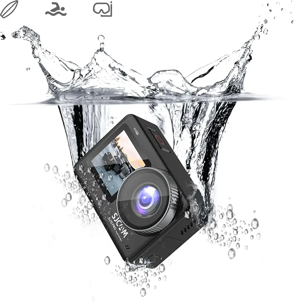 PACK CÁMARA DEPORTIVA SJCAM SJ10 PRO 4K 60FPS WIFI ESTABILIZADOR CON CARGADOR 2 BATERIAS RELOJ Y MIC 6