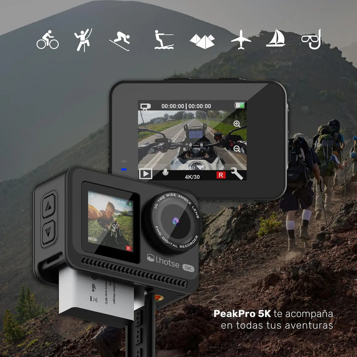 CÁMARA DE ACCIÓN 5K 60FTP ACCESORIOS PEAKPRO LHOTSE 6