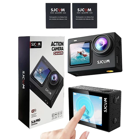 PACK CÁMARA DEPORTIVA SJCAM SJ6 PRO 24MP 4K 60 FPS DOBLE PANTALLA ESTABILIZADOR MÁS 2 BATERÍAS