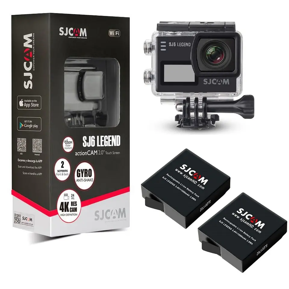 PACK CÁMARA DEPORTIVA SJCAM SJ6 LEGEND 4K WIFI ESTABILIZADOR GIROSCÓPICO MÁS 2 BÁTERÍAS 1