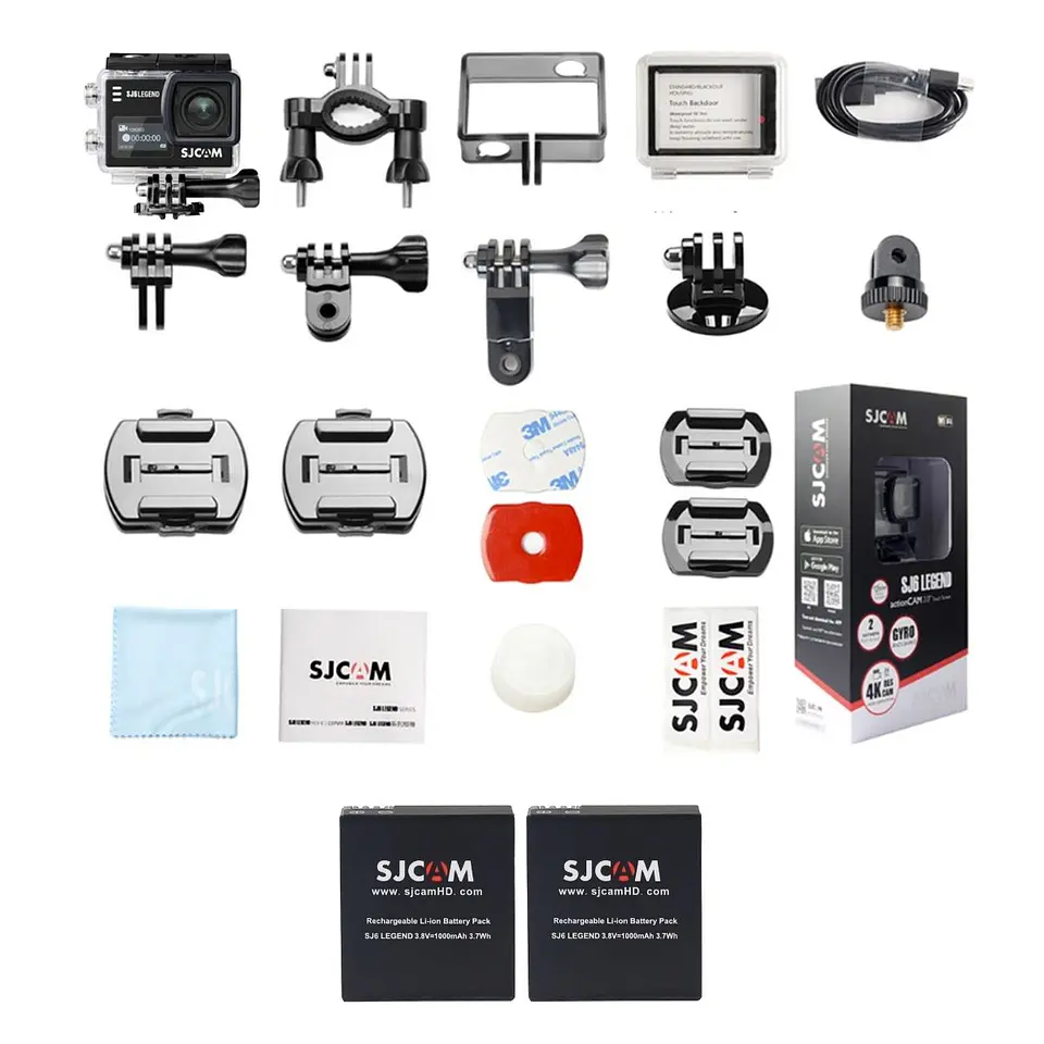 PACK CÁMARA DEPORTIVA SJCAM SJ6 LEGEND 4K WIFI ESTABILIZADOR GIROSCÓPICO MÁS 2 BÁTERÍAS 6