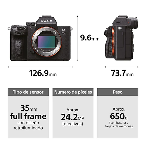 CÁMARA MIRRORLESS ILCE-7M3 CON SENSOR FULLFRAME