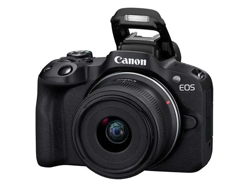 CÁMARA MIRRORLESS CANON R50 4K UHD 24.2 MP+ LENTE 18-45 + LENTE 55-210 1