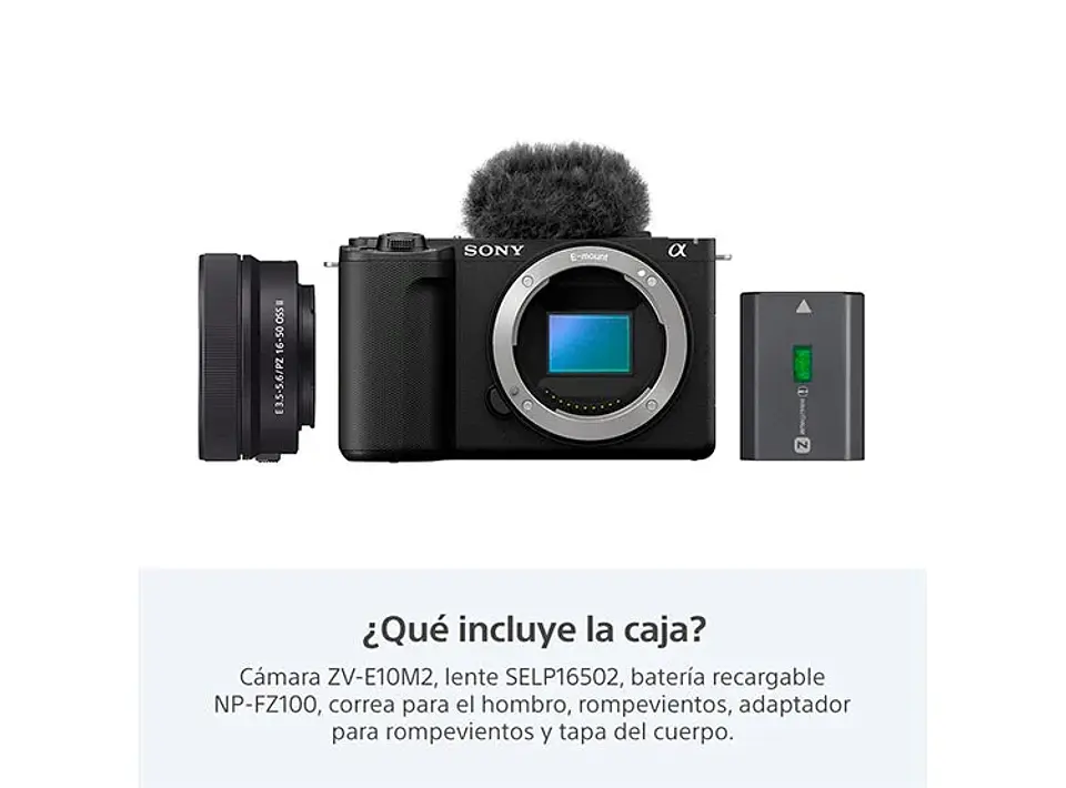 CÁMARA MIRRORLESS SONY ZV-E10 II PARA BLOGS 4K UHD 27MP + LENTE SELP16502 10
