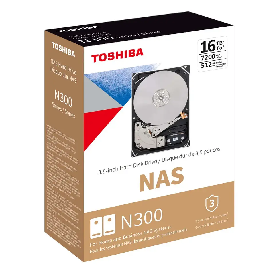TOSHIBA DISCO DURO 16TB N300 SISTEMAS NAS HDWG31GXZSTA 1